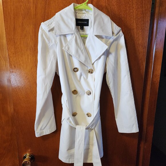 Women's PS London Fog White Trench/Rain Lightweight Jacket - Picture 2 of 9